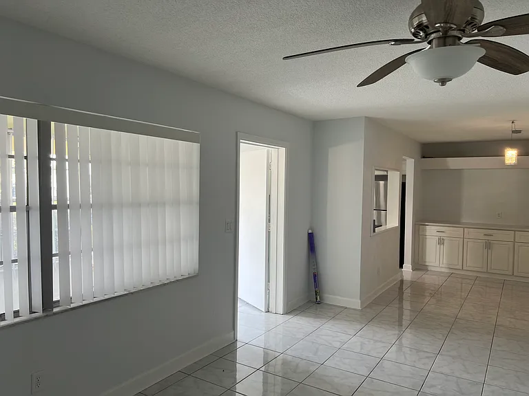 Living room into dining room.