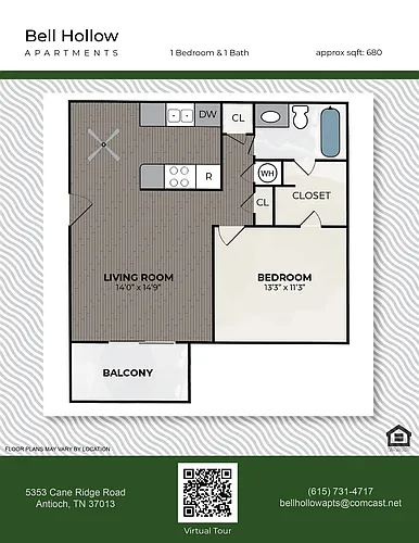 Floor plan 1 Bed1Bath