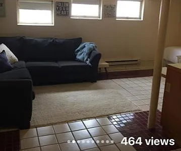 kitchen area with sofa placed