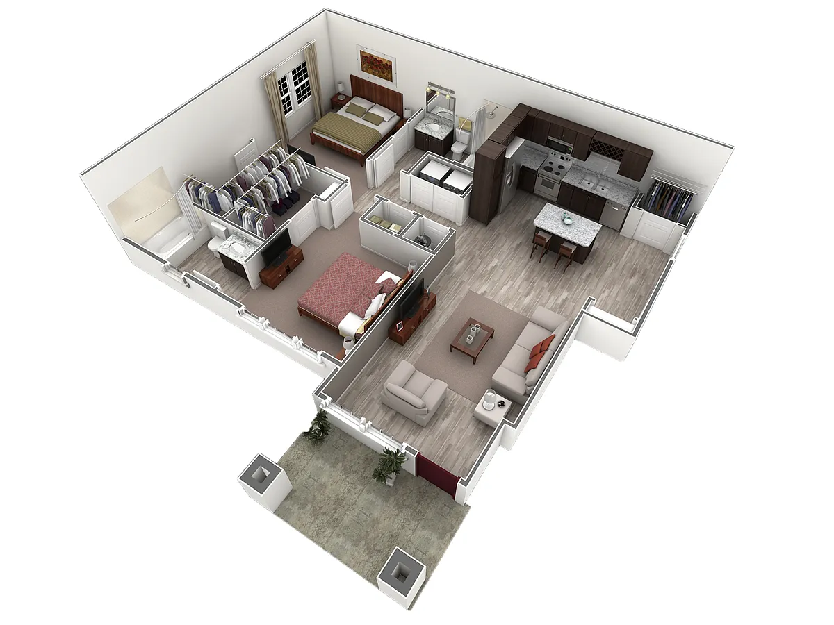 Floor plan 2 BR Designer Courtyard