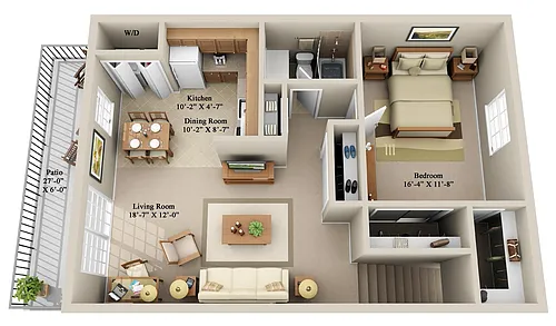 Floor plan 1 BDRM UP