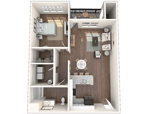 Floor plan One Bedroom with Patio