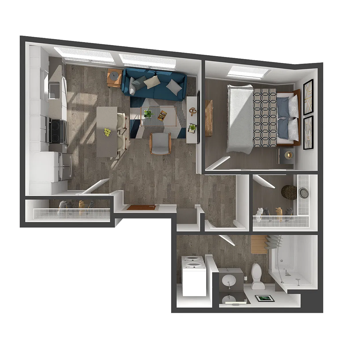 Floor plan 1 Bed, 1 Bath - C