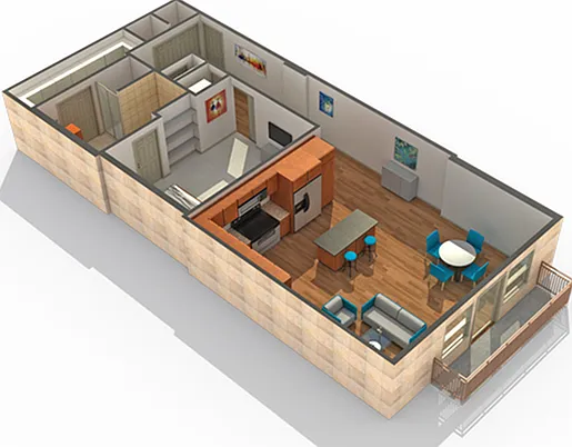1 BR x 1 BA - H Floorplan 1 BR x 1 BA - H Floorplan