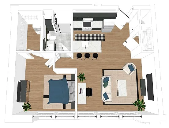 Floor plan B - One Bedroom