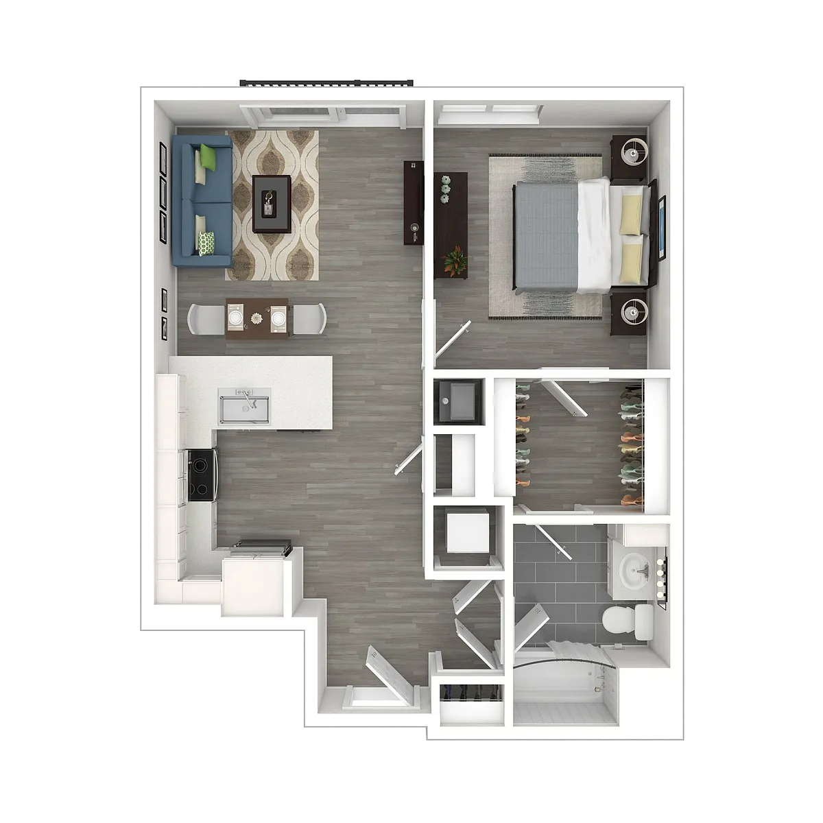 Floor plan 1 Bedroom 1A & 1C - Market