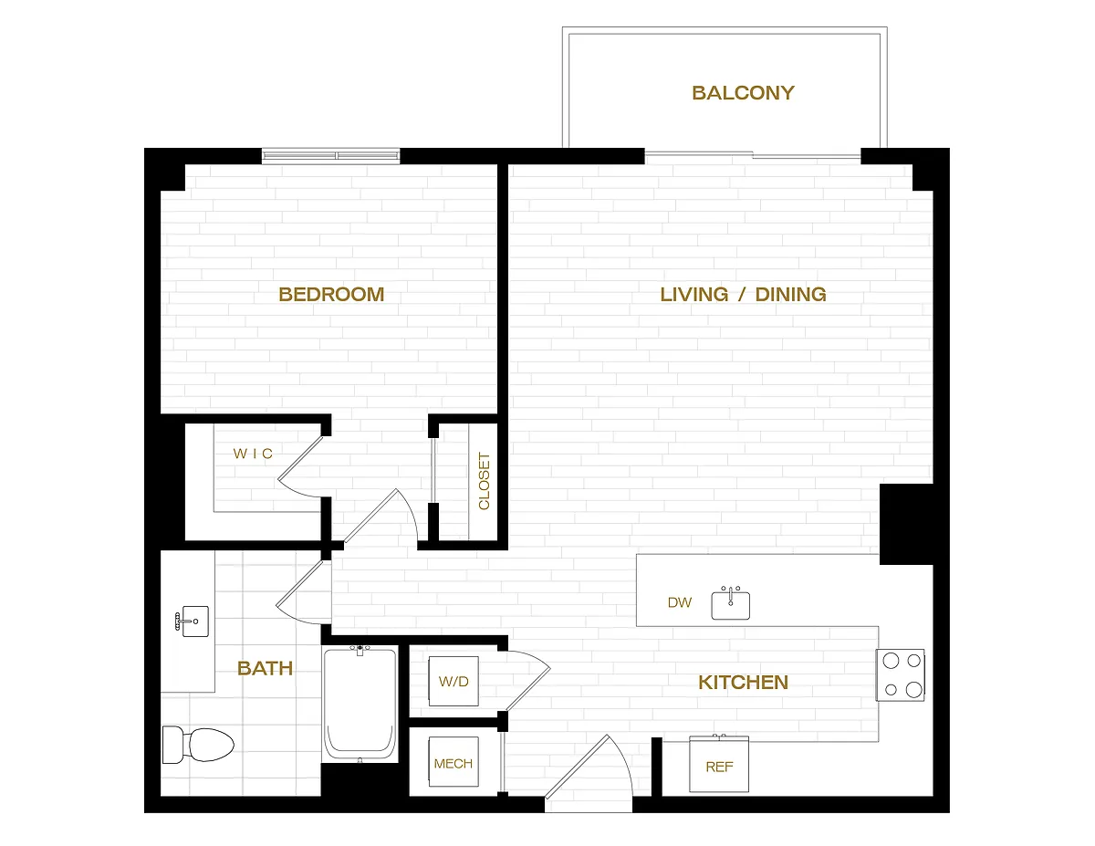Floor plan 1 Bed/1 Bath-A10