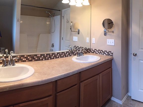 Master bathroom with double sinks