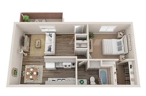 Floor plan 1x1WD-LR