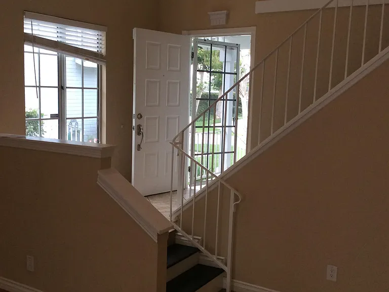 Stairs leading down to the family room