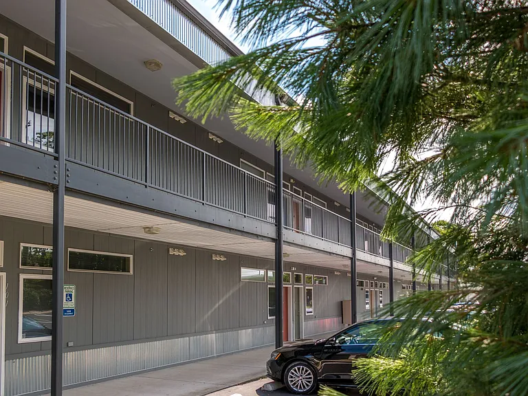 Back side of building....Parking lot side....Big balconies
