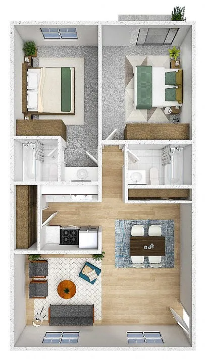 Floor plan 2 Bed 2 Bath
