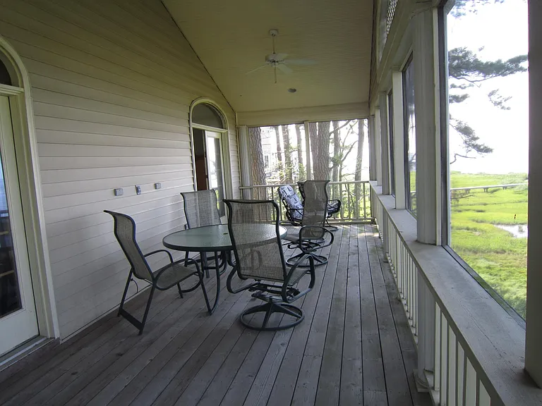 Rear Porch overlooking Rehoboth Bay and wetlands from BR end