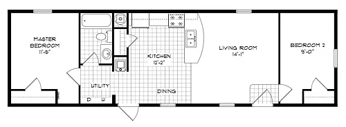 Floor plan 2 Bed 1 Bath Single Section Home