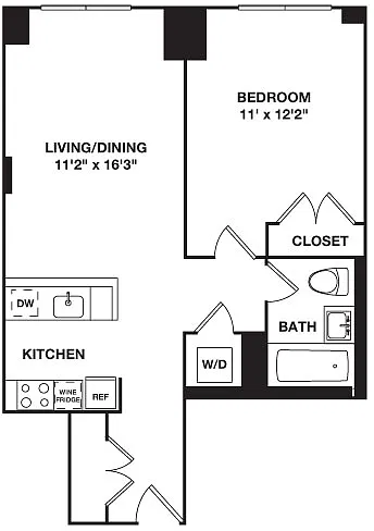 Floor plan One Bedroom B.2