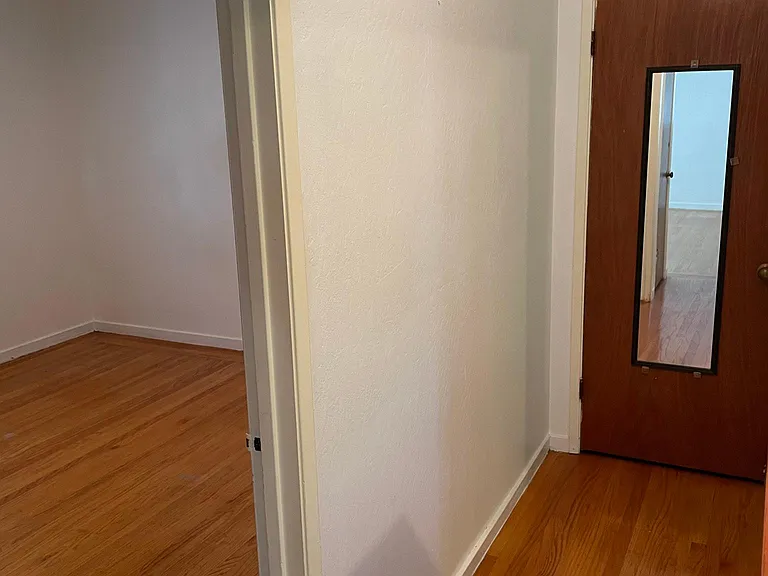 Hallway closet and bedroom on left