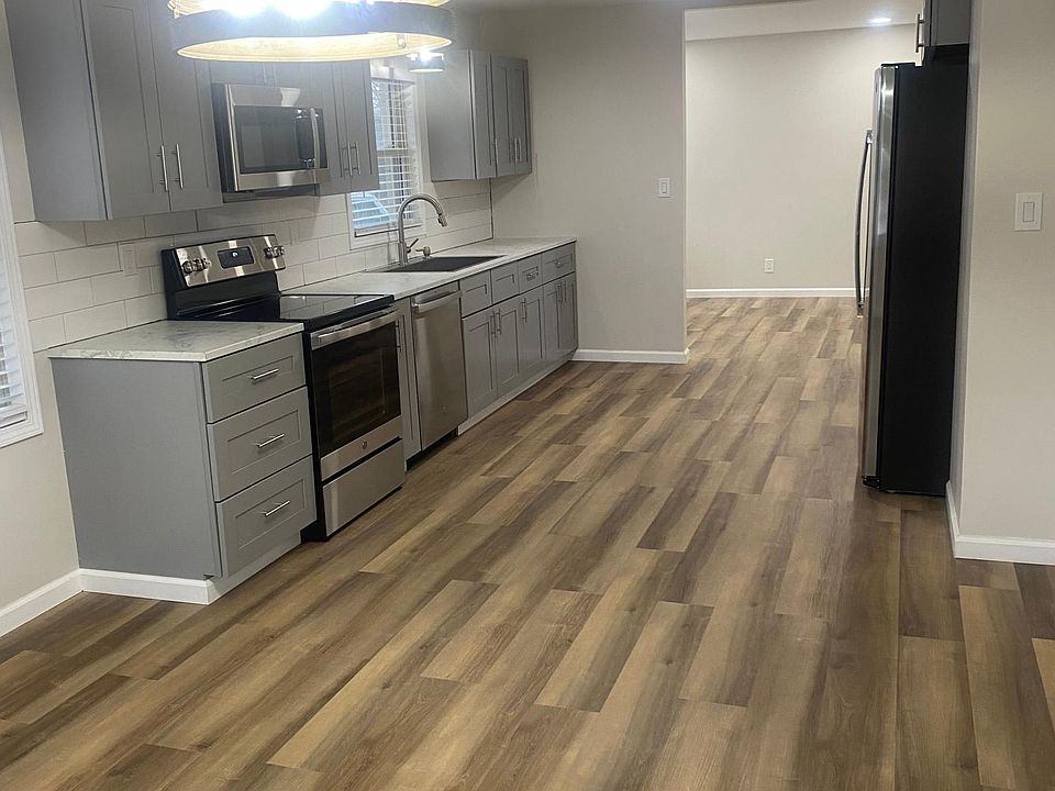 Kitchen view from standing in dining room