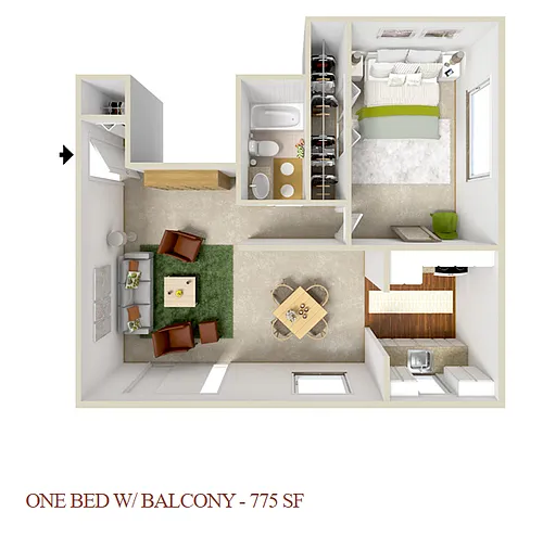 Floor plan 775 SF