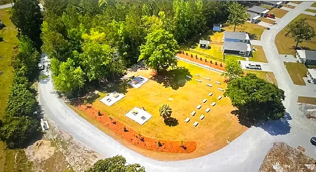 View ofthe community garden and picnic area