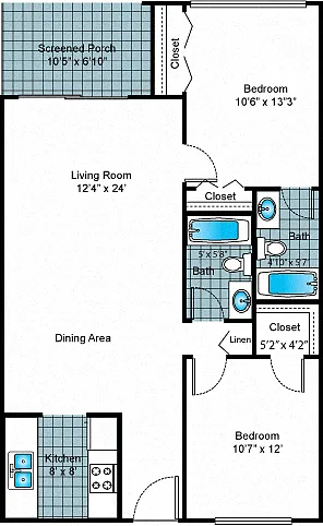 Floor plan Two Bedroom - Two Bath Standard