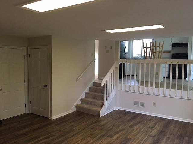 family room view to kitchen