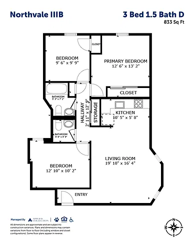 Floor plan 3 Bed 1.5 Bath D