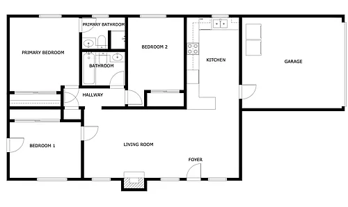 Floor plan 3 Bed 2 Bath