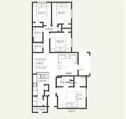 Floor plan Four Bedroom, Two Bathroom