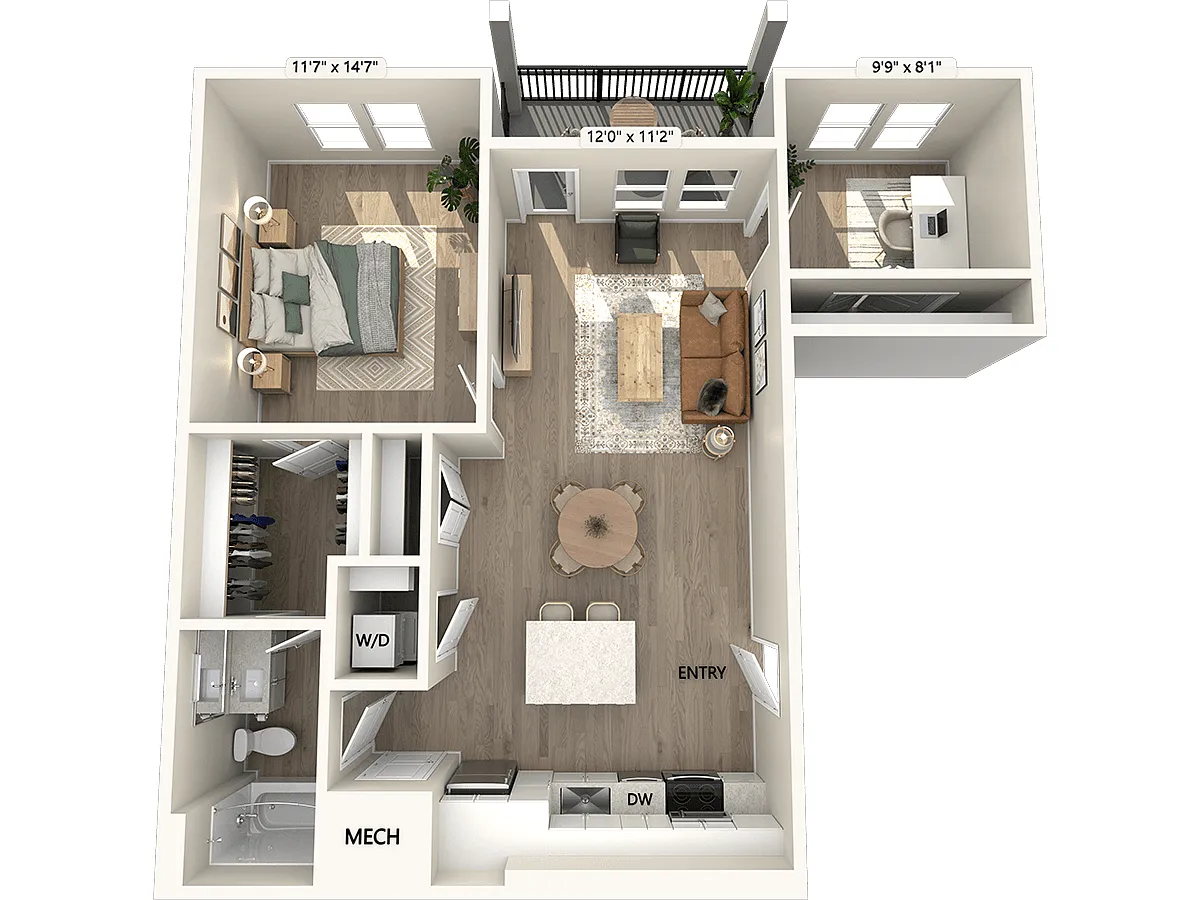 Floor plan AF1.1D-918sf-DCI