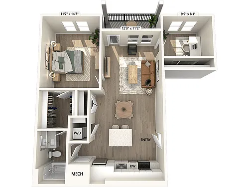 Floor plan AF1.1D-918sf-DCI