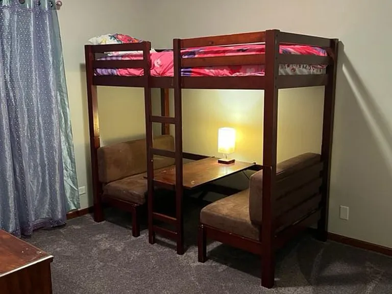 Bedroom # 3 Currently contains Bunkbeds the bottom turns into a booth/desk.