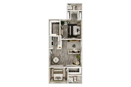 Floor plan 2 Bedroom, 2 Bath B
