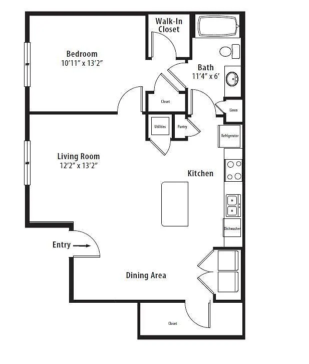 Floor plan 1 BR Grand Terrace