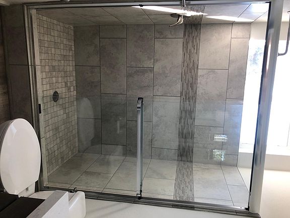 large walk in tiled shower