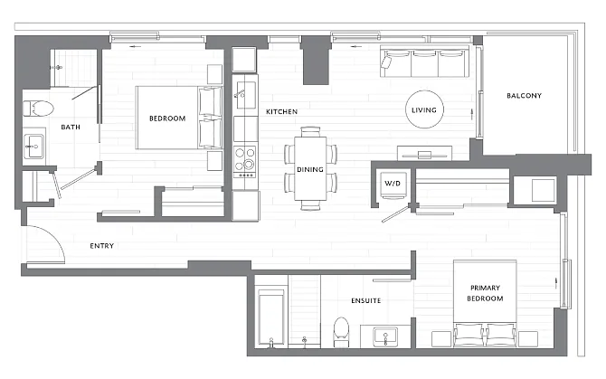 Floor plan 2 Bedroom 2 Bath B22