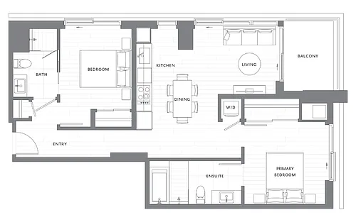 Floor plan 2 Bedroom 2 Bath B22