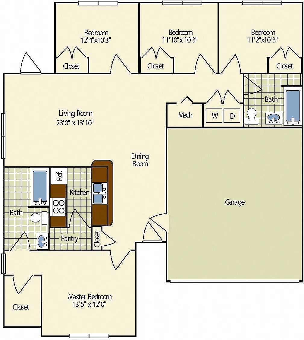 Floor plan 4 Bedroom | Renovated
