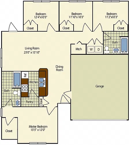 Floor plan 4 Bedroom | Renovated