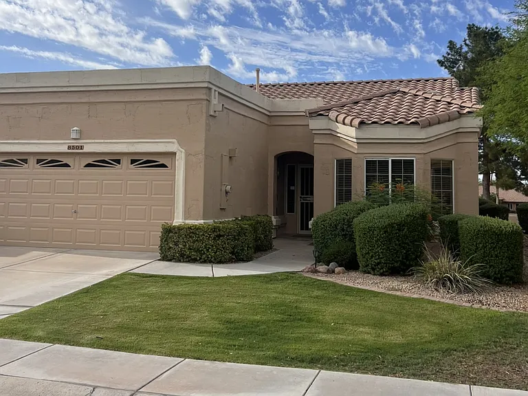Front outside of casita. Patio lights guide you to the front door at night.