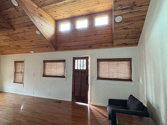 Vaulted oak ceilings in entry