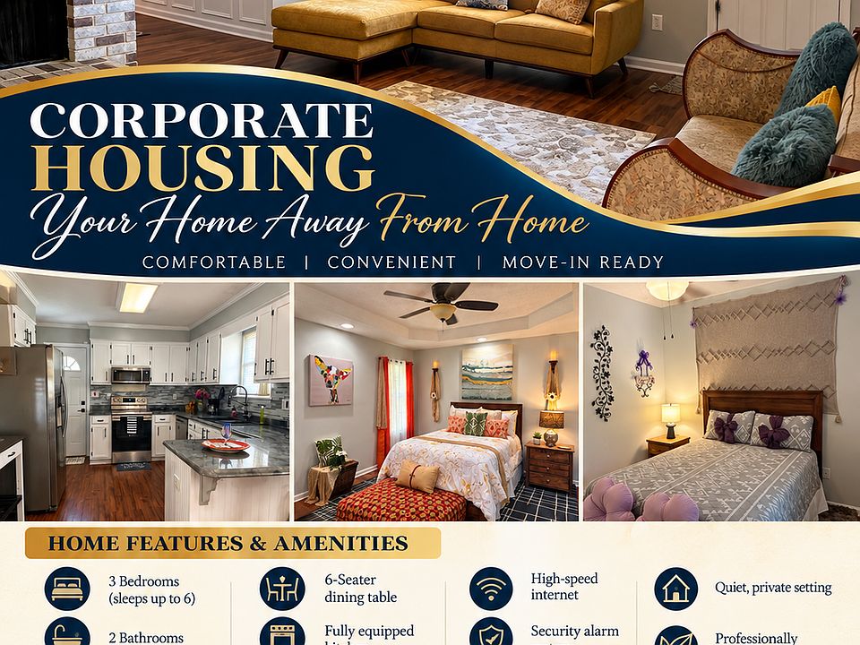 Your home away from home in Hephzibah, GA! Enjoy a fully furnished 3-bedroom, 2-bath rental with an equipped kitchen, washer and dryer, and high-speed internet. Ideal for work assignments, relocations, or extended stays. Relax, recharge, and settle in!