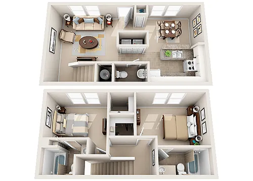Floor plan 2 Bed 2.5 Baths - B3
