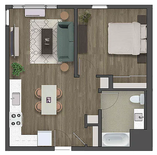 Floor plan One Bed One Bath
