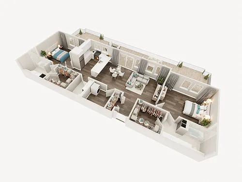 Floor plan Two Bed Two and a Half Bath