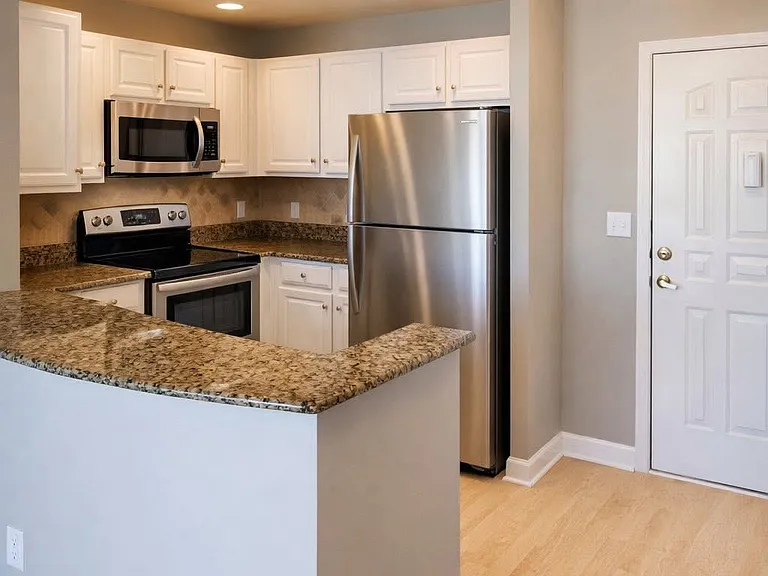 front door and kitchen view