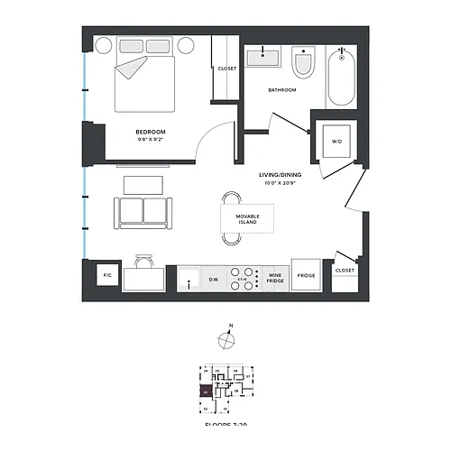 Floor plan A02 One Bedroom