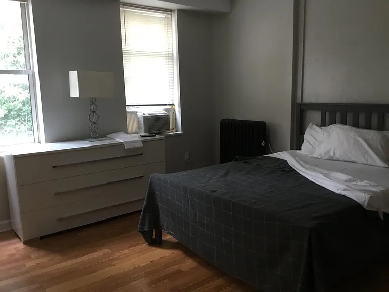 Furnished with full dresser, bed frame and side table