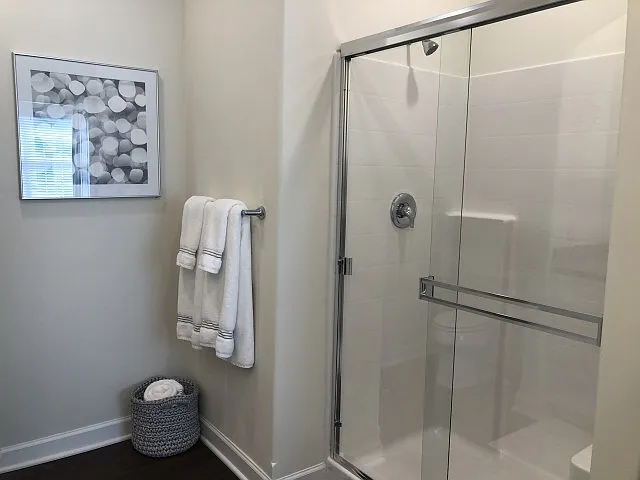 Spacious walk-in shower Spacious walk-in shower