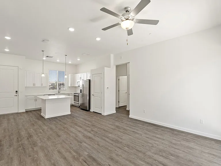 Living Room & Kitchen - Three Bedroom Santa Rita Floorplan