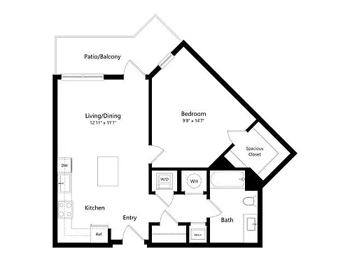 Floor plan A9 | 1 Bed | 1 Bath